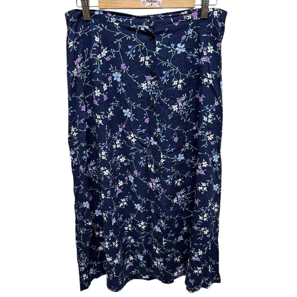 Women’s floral maxi skirt whimsigoth fairy grunge size medium button up